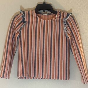 Size 10 girls by Finding Foxtale Striped Long Sleeve Top with Ruffle Details